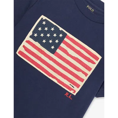 Polo Ralph Lauren Flag Cotton Jersey Tee In Blue