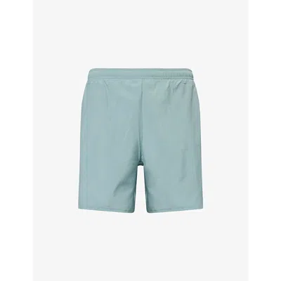 Gymshark Mens Gs Celeste Blue Arrival 7' Logo-print Woven Shorts In Green