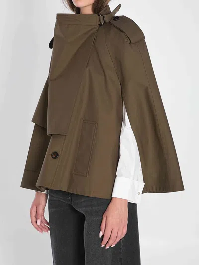 Burberry Cotton Cape With Traditional Check Lining