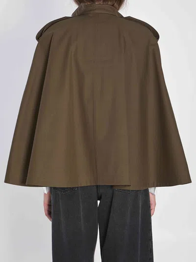 Burberry Cotton Cape With Traditional Check Lining