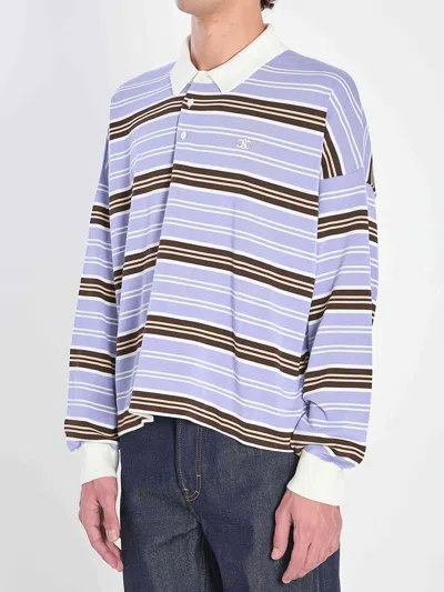 Celine Polo Sweater In Striped Cotton In Multi