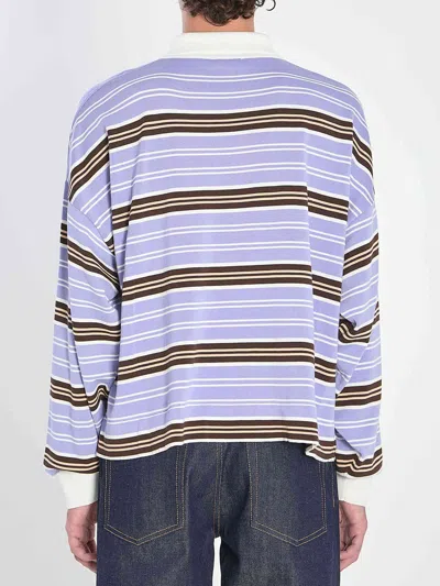 Celine Polo Sweater In Striped Cotton In Multi