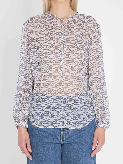 Celine Women Romy Blouse In Silk In Blue