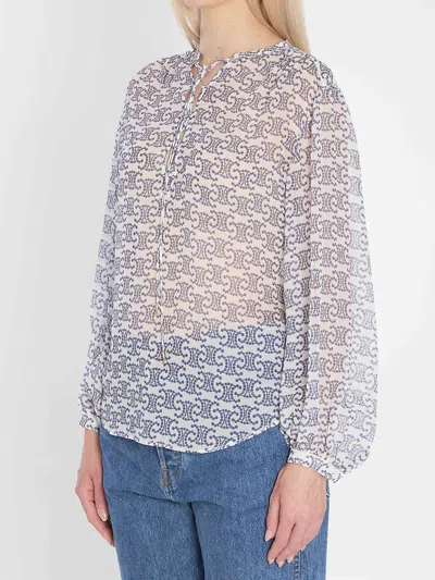 Celine Women Romy Blouse In Silk In Blue