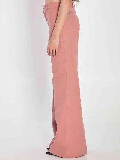 Chloé Cotton High Waist Flared Trousers With Back Pockets In Pink