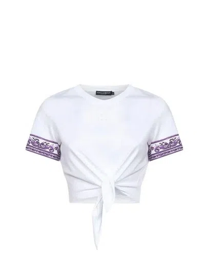 Dolce & Gabbana Cropped Cotton T-shirt Knot Detail