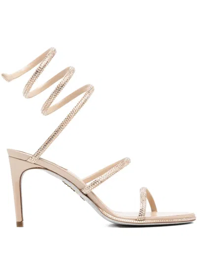 René Caovilla Rene Caovilla Womens Blush Cleo 80 Crystal-embellished Leather Heeled Sandals In Gold