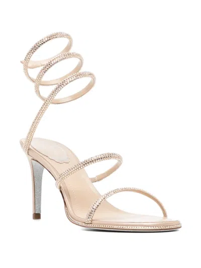 René Caovilla Rene Caovilla Womens Blush Cleo 80 Crystal-embellished Leather Heeled Sandals In Gold