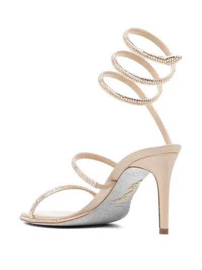René Caovilla Rene Caovilla Womens Blush Cleo 80 Crystal-embellished Leather Heeled Sandals In Gold