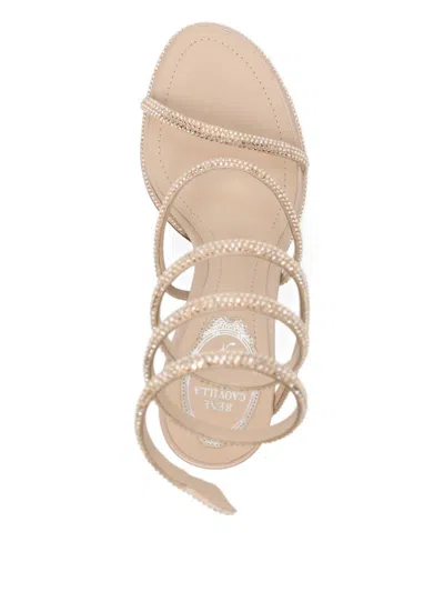 René Caovilla Rene Caovilla Womens Blush Cleo 80 Crystal-embellished Leather Heeled Sandals In Gold