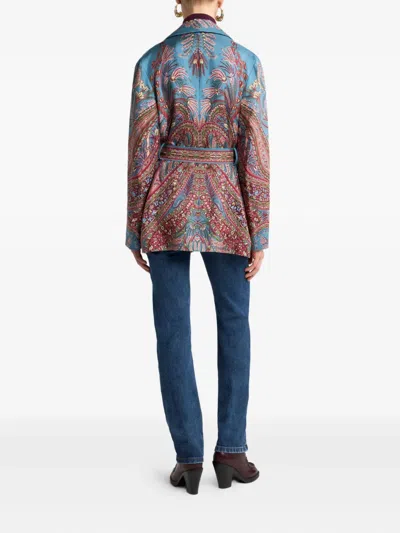 Etro Seidenjacke Mit Paisley-print In Blue