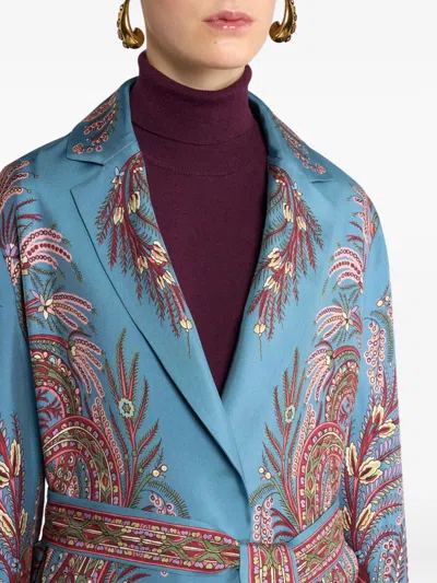 Etro Seidenjacke Mit Paisley-print In Blue