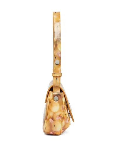 Diesel Play-glossy Clutch With Print In Gold