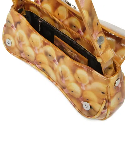 Diesel Play-glossy Clutch With Print In Gold