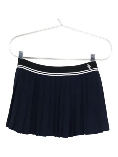 Sporty And Rich Womens Dark Navy Src Logo Abigail Woven Mini Skirt In Blue