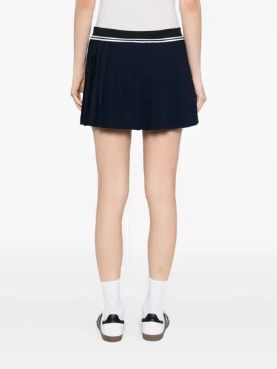 Sporty And Rich Womens Dark Navy Src Logo Abigail Woven Mini Skirt In Blue