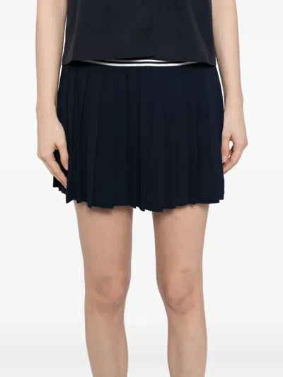Sporty And Rich Womens Dark Navy Src Logo Abigail Woven Mini Skirt In Blue