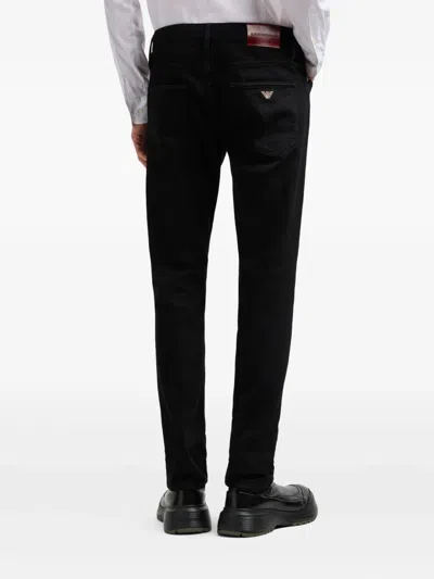 Emporio Armani J06 Gab Straight-leg Mid-rise Stretch-denim Jeans In Black