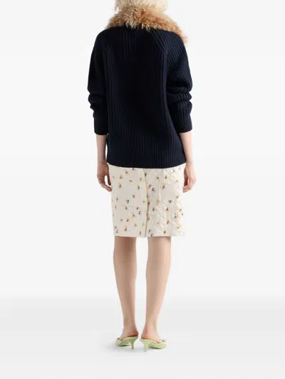Prada Womens Yellow Floral-print Quilted Satin Knee-length Skirt In Neutral