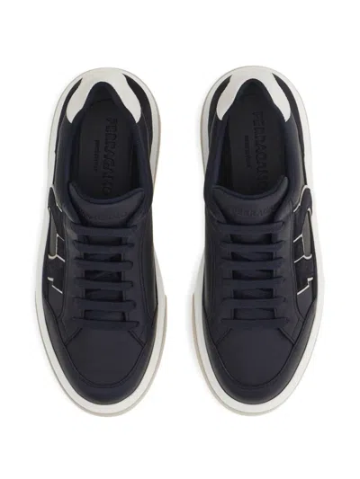 Ferragamo Leather Suede-detail Sneakers In Blue