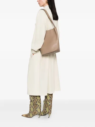 Max Mara Archetipo Leather Bucket Bag In Neutral