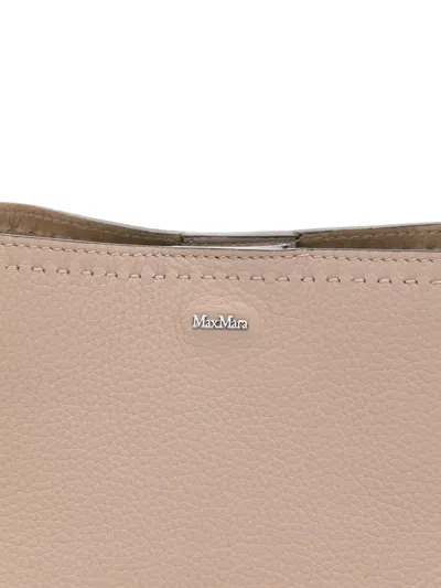 Max Mara Archetipo Leather Bucket Bag In Neutral