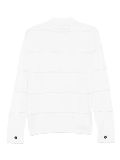 Eleventy Gestreiftes Poloshirt In White