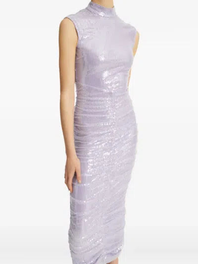 Rotate Birger Christensen Sequin High-neck Midi Dress In Purple