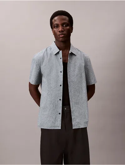 Calvin Klein Men's Grid Print Relaxed Button-down Shirt In Neutral