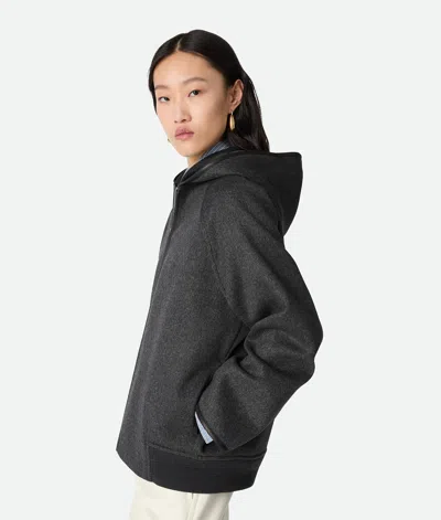 Bottega Veneta Women Double Face Wool Hooded Blouson With Leather Piping