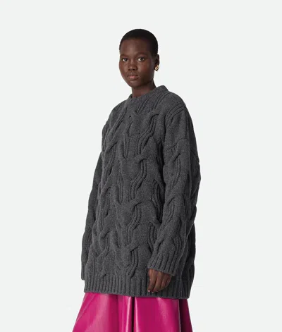 Bottega Veneta Oversize Cable Knit Wool Sweater In Black