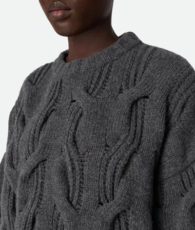 Bottega Veneta Oversize Cable Knit Wool Sweater In Black