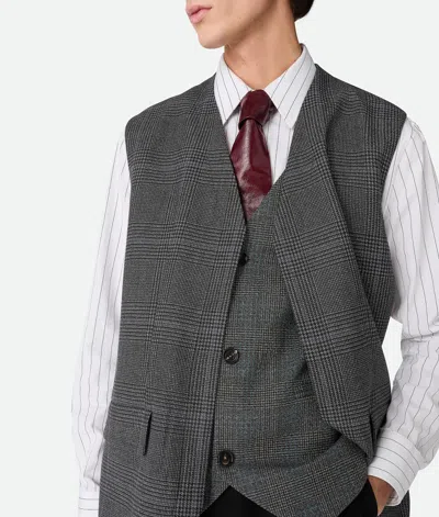 Bottega Veneta Prince Of Wales Wool Waistcoat In White