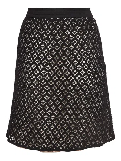 Pre-owned See By Chloé Geometric Lace Skirt In Black