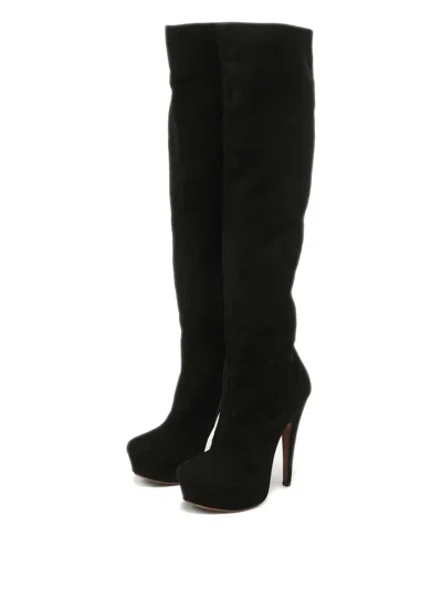Pre-owned Alaïa 120mm Suede Platform Boots