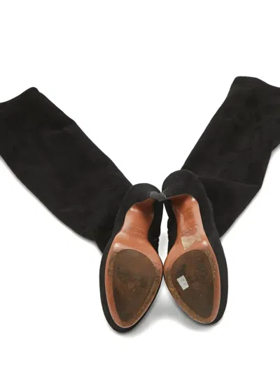 Pre-owned Alaïa 120mm Suede Platform Boots