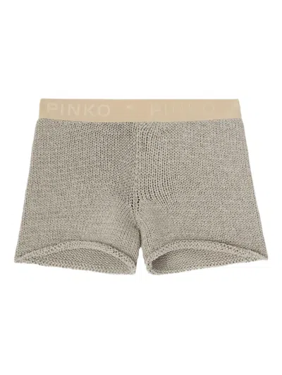 Pinko Crochet-knit Shorts In Neutral