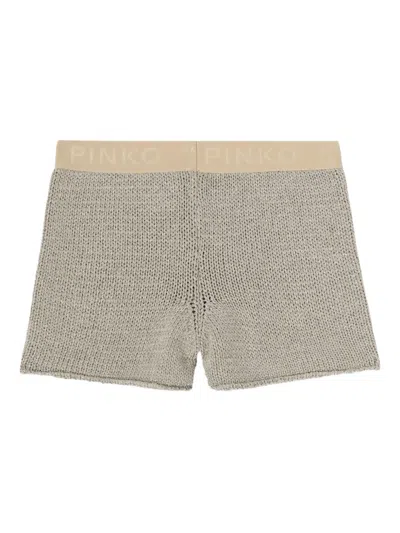 Pinko Crochet-knit Shorts In Neutral