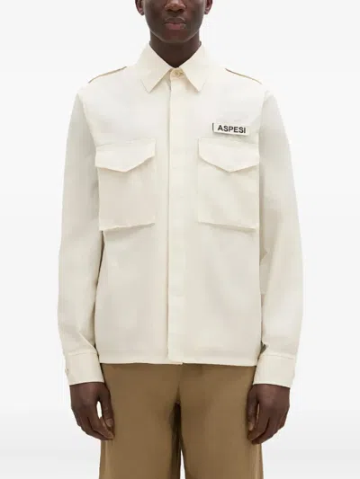 Aspesi Field Jacket With Pointed Collar And Flap Pockets In White