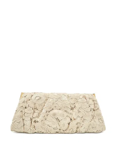 Pre-owned Dolce & Gabbana Lace Clutch Bag In Neutral
