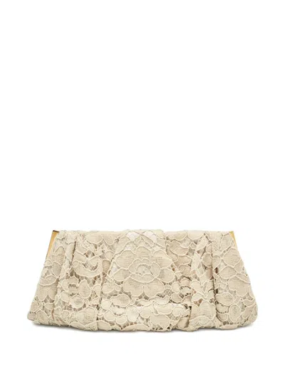 Pre-owned Dolce & Gabbana Lace Clutch Bag In Neutral