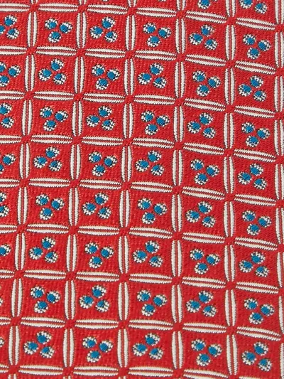 Pre-owned Ermenegildo Zegna Vintage Silk Geometric-pattern Tie In Red