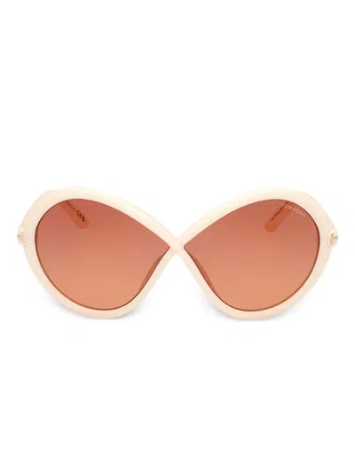 Tom Ford Oval-frame Full-rim Sunglasses In Brown