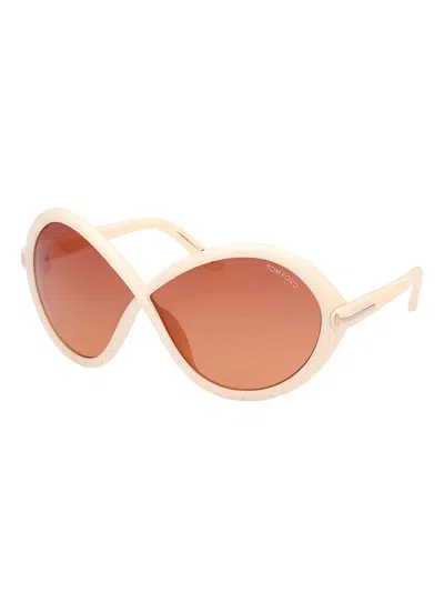 Tom Ford Oval-frame Full-rim Sunglasses In Brown