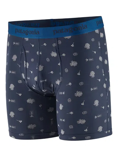 Patagonia Floral-print Boxer Briefs In Blue