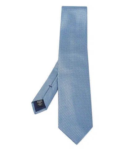 Pre-owned Ermenegildo Zegna Vintage Geometric-pattern Silk Tie In Blue