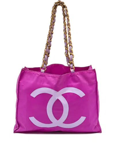 Pre-owned Chanel Cc Logo Tote Bag In Pink