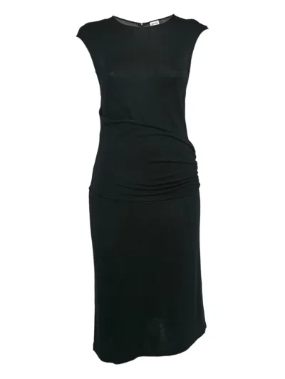 Pre-owned Armani Vintage Draped Dress In Black