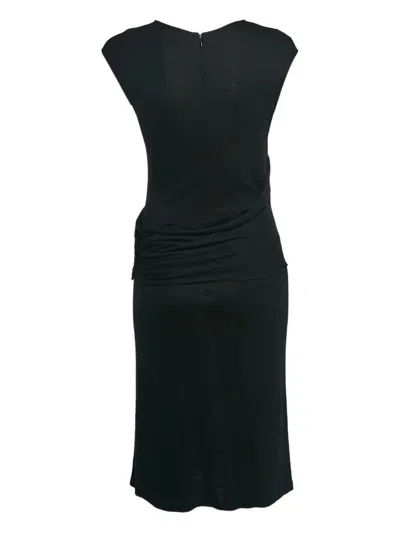 Pre-owned Armani Vintage Draped Dress In Black