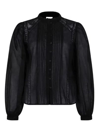 Isabel Marant Lace-insert Button Shirt In Black